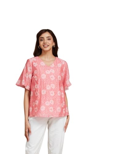 T-shirt soie de coton rose Fabindia : vêtement imprimé chic et confortable