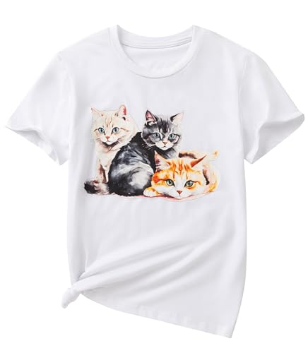 Ainuno Boys Girls Shirts Funny Summer Short Sleeve Shirt Crewneck Graphic Tees - Main Image