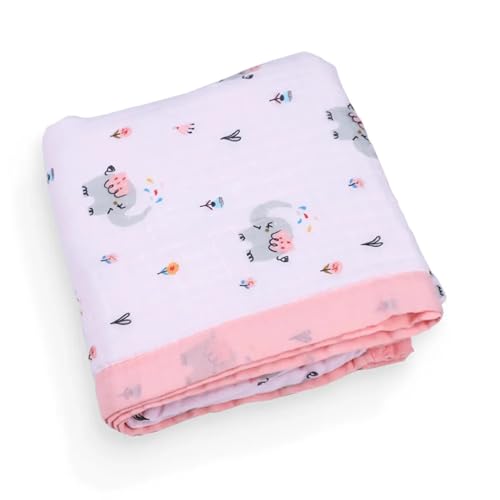 Image of SMILE BABY 100% Organic Cotton 6-Layer Muslin Baby Blanket (100x110 cm) is Super Soft, Breathable, and Gentle on Baby's Skin. Perfect for Comfort, Warmth, and Everyday use. Includes 1 Blanket