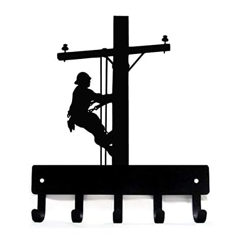 The Metal Peddler Lineman Key Rack Holder for Wall - Small 6 Inch Wide - Made in USA; 5 Storage Hooks Cover