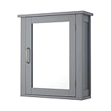 Elegant Home Fashions para el hogar Muebles de baño de Madera Armario de Medicina con Espejo de Pared y Estante Ajustable Gris