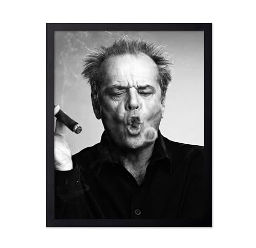 Poster Master Vintage Photograph Poster - Retro Celebrity Print - Gift for Artist, Friend - Smoking Cigar, Ring, Actor, Hollywood - Wall Decor for Home, Office, 11x14 Black Framed