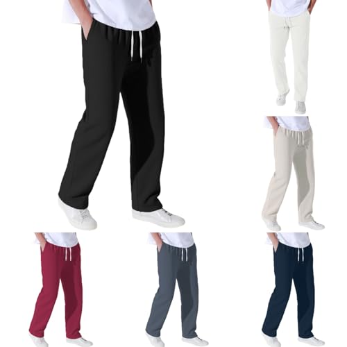 Wide Leg Sweatpants Men Baggy Big and Tall Casual Pants Stretch Waist Lightweight Chino Trousers Wrinkle Slacks