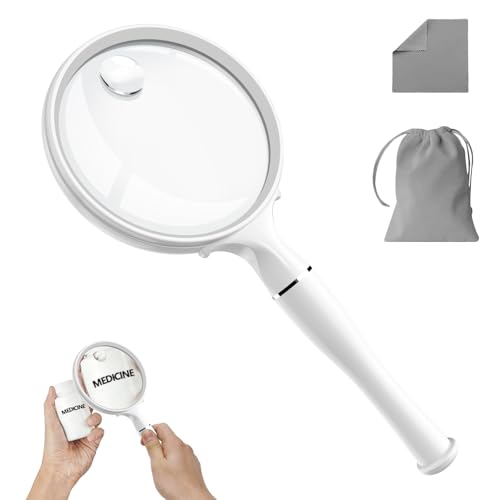 10X 30X Magnifying Glass, 90MM Anti-Glare Acrylic Lens, Handheld Reading Magnifier for Elderly and Fine Craft Observation