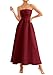 PRETTYGARDEN Cocktail Dresses for Women 2026 Summer Formal Elegant Tube Top Strapless Spring Wedding Guest Party Midi Dress(Burgundy,Medium)