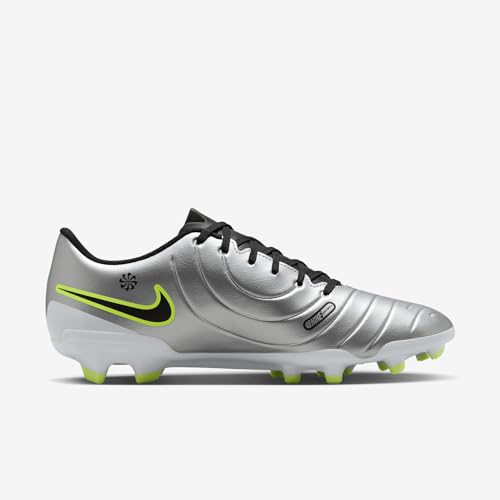 Nike Tiempo Legend 10 Club Multi-Ground Low-Top Soccer Cleats (DV4344-001, Metallic Silver/Volt/Black)3