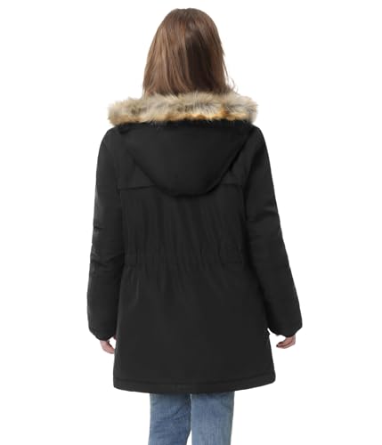 Vancavoo Winterjacke Mädchen Winter Jacke Teenager Wintermantel Länge Steppjacke Warmer Parka Kinder Mantel Kinderjacken mit Kapuze Outdoor,Schwarz,135-145CM