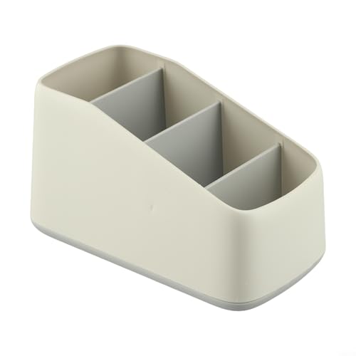 YJDOORPLAY Caja de almacenamiento organizadora de escritorio de 4 rejillas, soporte para control remoto de TV, funda ordenada de mesa, parte inferior antideslizante, para oficina en casa, para 18 x