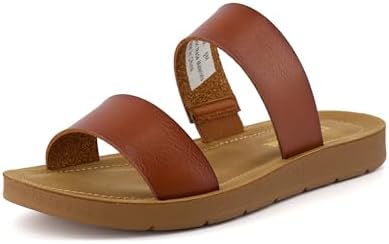 CUSHIONAIRE Women's Imelda 2 band slide sandal +Memory Foam