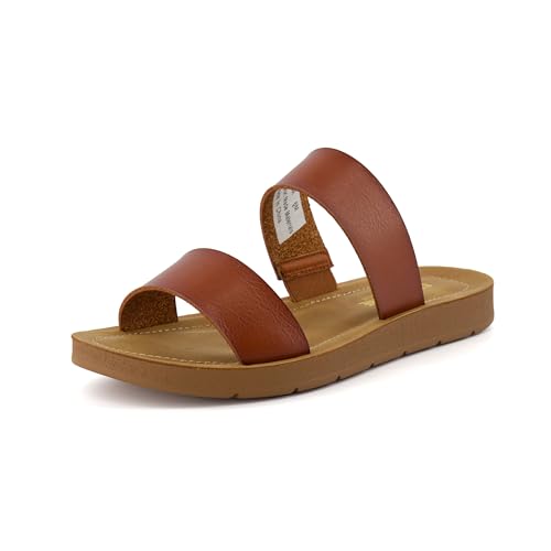 CUSHIONAIRE Women's Imelda 2 band slide sandal +Memory Foam