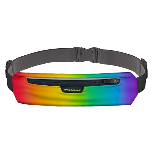 Amphipod MicroStretch Luxe Belt, Expandable, Secure Storage Solution for Road Running, Jogging & Training - Rainbow Ombre - XL