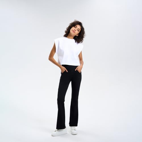 Flare Jeans for Women Crossover High Waisted Tummy Control Jeggins Slim Fit Curvy Bootcut Denim Leggings with Pockets3