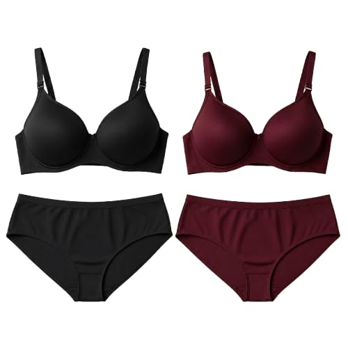 BERRIX - Beyond Fashion Women's Everyday Comfort Bra Panty Set Pack of 2 | Non-Wired Lightly Padded Lingerie Combo for Women-picture-25
