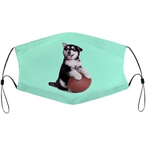 1 PCS Cool Polyester Black White Cloth Safety Face Dust Masks With Air Filter Decorative Costumemask Art Design Funny Cute Husky Dog ​​pet Magic for Adoults Mens Womens Teeny Cover