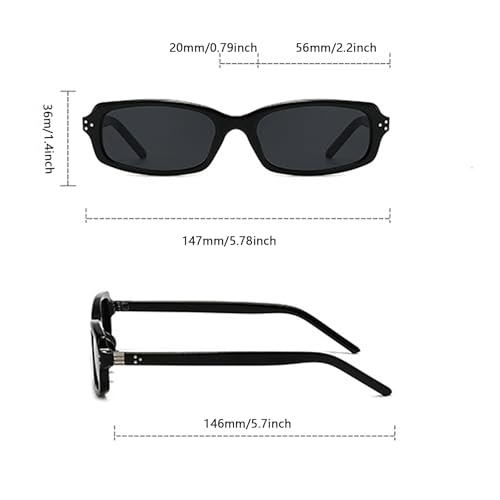 Rectangle Sunglasses for Women Men - Retro Trendy Sun Glasses - Square Frame Eyewear3