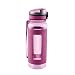 Swig Savvy Tritan Co-Polyester Sports Plastic Water Bottle with Silicone Sleeve, Filter and Leak-Free Flip Top, Pink, 32 oz.