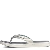 Sperry Women's Adriatic Thong Skip Lace Seersucker Sandal, Grey/White, 7 M US
