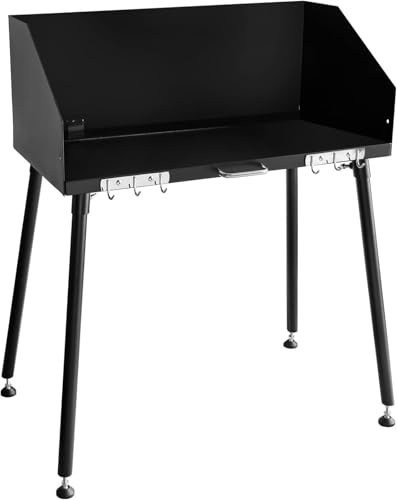 RIGMEC Camp Cooking Table with Foldable Three-Sided Windscreen and Legs, Perfect for Dutch Oven Cooking with Charcoal Briquettes and Food Preparation,30x16