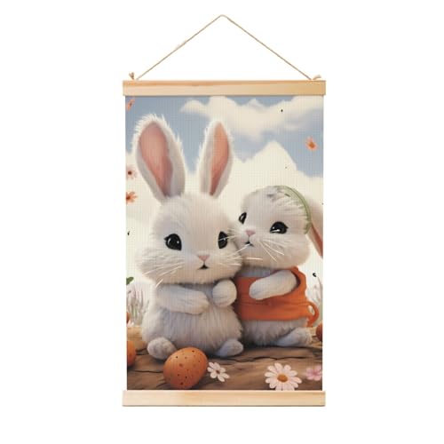Toile poster câlin de lapin rétro pour un salon chaleureux et une décoration murale originale