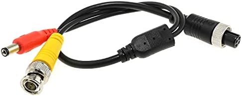 DGZZI M12 Connector to BNC+DC Adapter 35cm/13.78Inch M12 4P Female to Male BNC and DC Extension Cable Aviation Plug for Car Video Camera