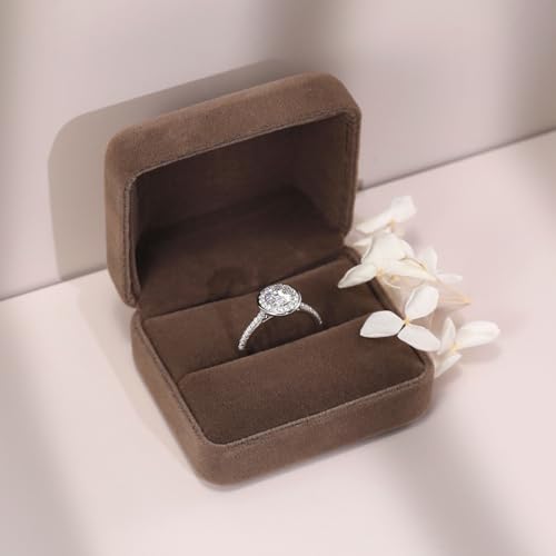 Hitlinker Moissanite Bezel Set Engagement Ring for Women Halo Half Eternity Round Cut Promise Rings 925 Sterling Silver 18K White Gold Plated Lab Created Diamond Anniversary Wedding Band Ring Size 7 - image 5