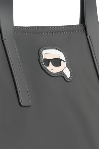 KARL LAGERFELD K Iconic 2.0 Tote Bag, Grey Leather, Detachable Shoulder Strap4