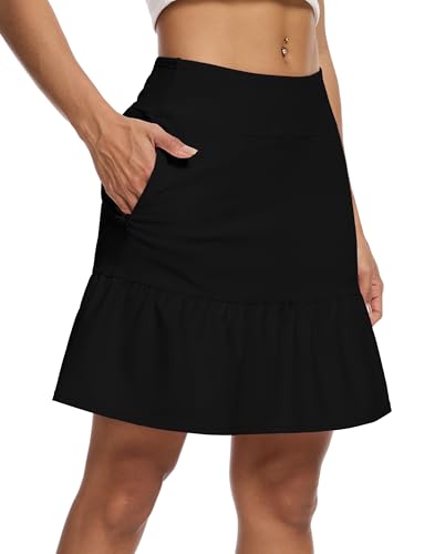 M MOTEEPI Women's Skort with Zipper Pockets Knee Length Golf Tennis Skirts Hight Waist Athletic Workout Clothes2