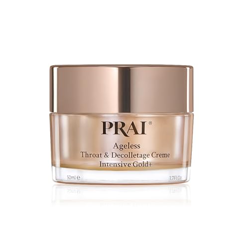 PRAI Ageless Throat & Decolletage Intensive Gold Creme 50ml - Real 24K Gold - Anti-Ageing Anti-Wrinkle Brightening Skincare Cream - Hydrates & Firms Skin - Neck Moisturiser with Hyaluronic Acid
