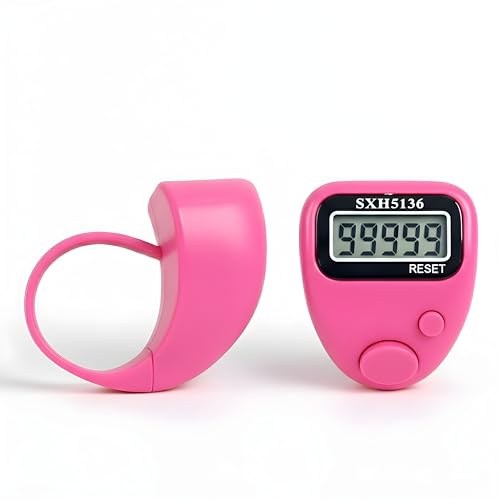 Image of Digital Finger Tally Counter, 5-Digit LCD Display, Ring Design with Reset Button (Pack of 1) (Pink)