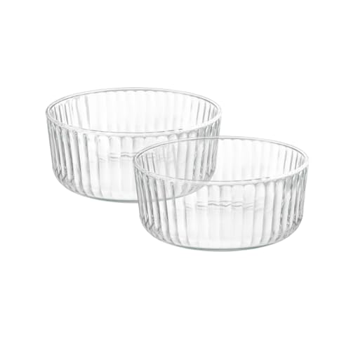 Bormioli Rocco Exclusiva - Set di ciotole da portata impilabili in vetro per snack, salse e condimenti, design elegante riflettente, stoviglie italiane da 15,2 cm, lavabili in lavastoviglie