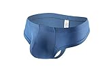 Faringoto Men's Bikini Underwear Sexy Fashion Low Waist Breathable Seamless G-string Blue