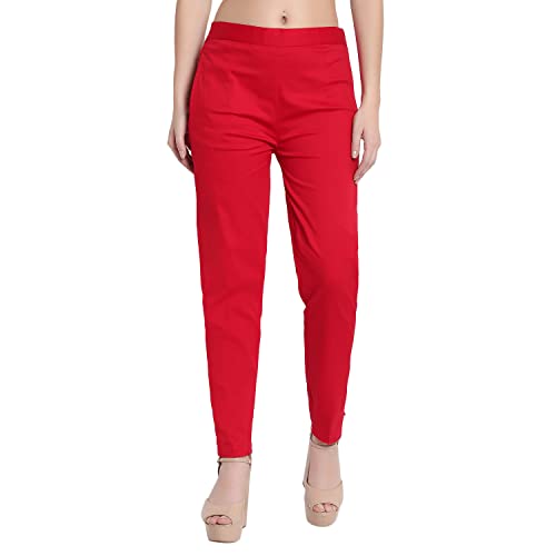 Image of BLUE STAR SHARK Stretchable Cotton Lycra Cigarette Pants | Versatile and Stylish Women's Pants | Comfortable Slim Jeggings | Ankle Length Straight Trousers for Office, Formal, Casual Wear