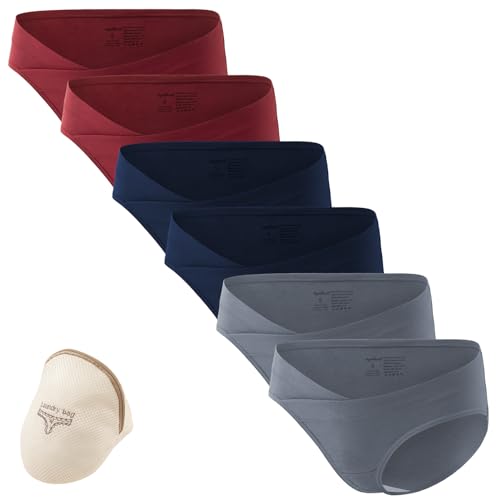 HBselect 6 Bragas Embarazadas Algodon U Forma Braguitas para Premamá Cintura Bajo Bragas Maternidad