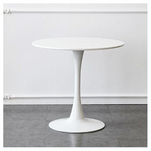 Moderna mesa redonda para bistró, 60 cm, parte superior de MDF blanco, pequeña cocina y comedor, mesa de pedestal con diseño de tulipanes para sala de estar, muebles de comedor compactos y elegantes