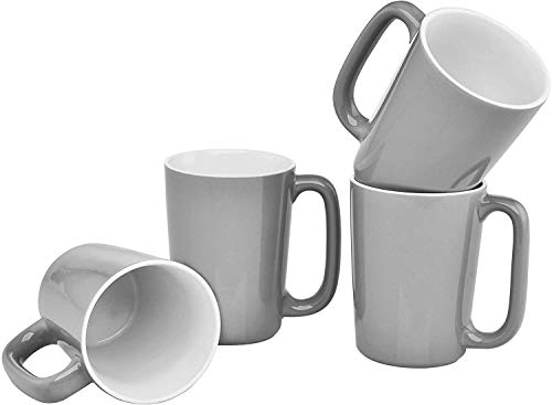 Culver SLAT Ceramic Mug, 16-Ounce, Grey White, Set of 4