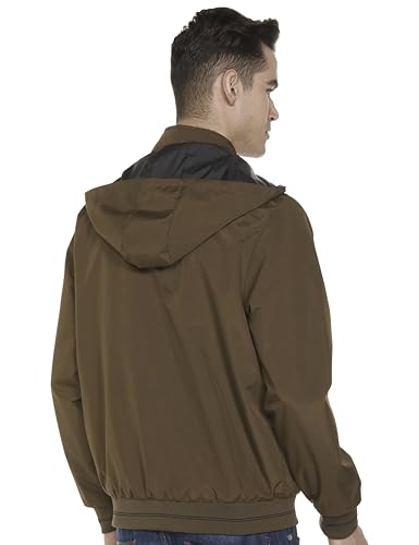 Image of Qube By Fort Collins Men's Polyester Standard Length Regular Fit Reversible Winter Jacket with Ribbed Cuffs & Hood - Warm, Stylish & Versatile