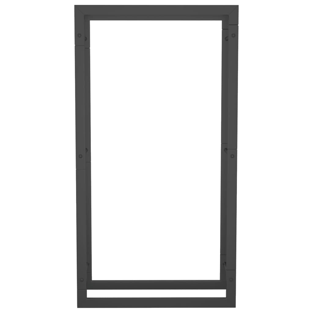 Generisch Estantería para leña, interior de acero negro con estante, ideal para interiores y exteriores (negro, 50 x 28 x 94 cm)