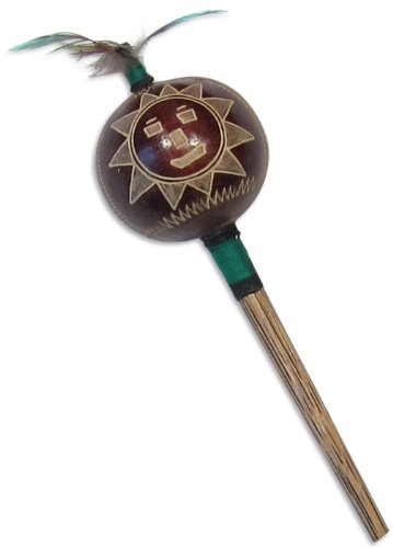 Shamans Market Peruvian Amazon Gourd Ceremonial Instrument - Moon & Sun Medium - Handcrafted Shamanic Percussion Tool - Not a Toy