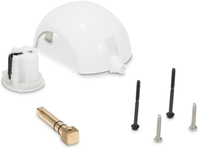 385318162 RV Toilet Flush Ball & Shaft Kit | Brass with White Caps | Fits Sealand and Dometic Toilets | Includes Ball Rotor Shaft, Half Ball, 2 Screws, and Cartridge