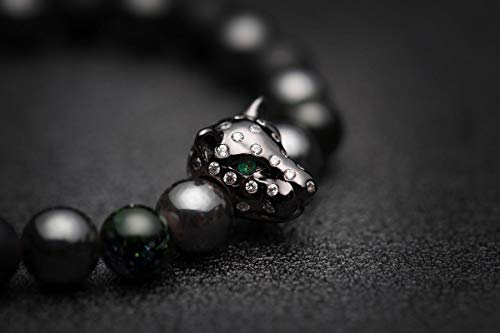 Karseer Black Panther Magnetic Hematite And Matte Onyx Natural Stones Beaded Stretch Bracelet Anti Anxiety Healing Energy Crystal Meditation Prayer Beads Bracelet For Stress And Depression Relief #TOP3