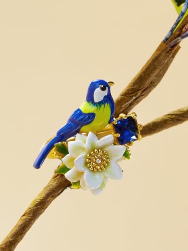 Bird And Flower Enamel Adjustable Ring Handmade Jewelry Gift Juicy Grape2