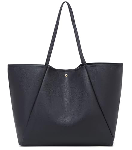 Image of Dreubea Large Leather Tote Bag for Women - Big Work Bag, Spacious Minimalist Handbag, Tote Handbag for Office