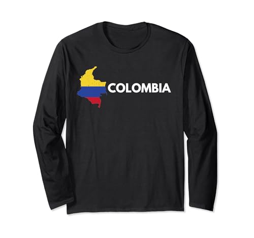 Viaje al aire libre colombiano con bandera de Colombia vintage en Colombia Manga Larga