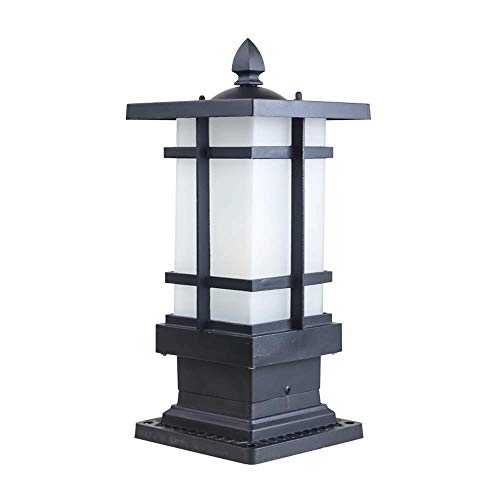 Preisvergleich Produktbild Moderne regensichere schwarze Außensäulenlampe Rostfreie Gartenguss-Patio-Säulenleuchte aus Aluminiumdruckguss Quadratische Glaslaterne IP44 Wasserdichte Tischlampen für den Außenbereich Außenbereic