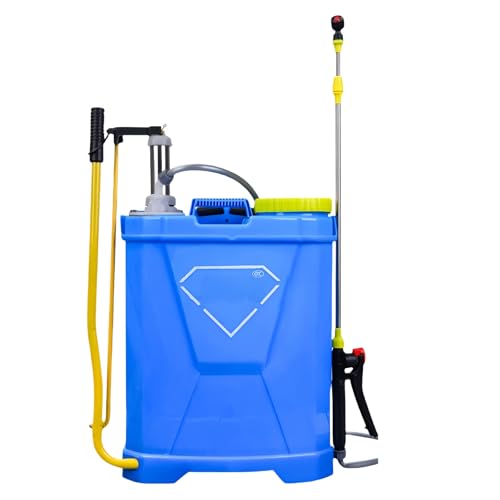 BtcFu 背負い式 手動噴霧器 16L 大型タンク ステンレス単筒 レッド ダイヤフラムポンプ 加圧式 噴霧機 動噴ホース付 消毒・防除・除草 農業・園芸・家庭用 カバー付 (20L,ブルー ステンレス二重筒)