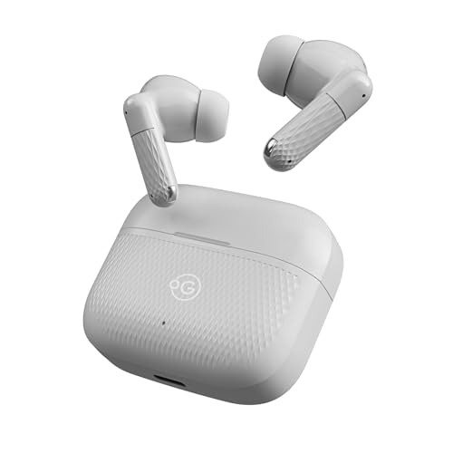 Image of OOGE Wavepods 400 TWS Earbuds, Quad Mic with ENC, 1000-Hour Standby, Type-C Fast Charging, PureTone HD Audio, Elegant White Textured Design