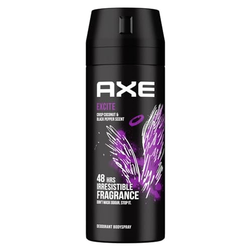 Axe Excite Deodorant Body Spray for Men | 48H* Odour Protection | Crisp Coconut & Black Pepper Scent | 150ml