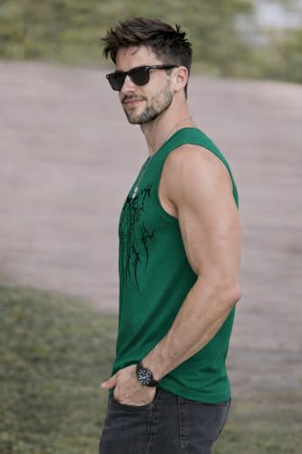 Image of JUGULAR Tank Tops Sleeveless T-Shirt for Men Gym Wear Vest Printed Stylish Round Neck Running for Sports Workout Fitness & Casual or Beach Wear