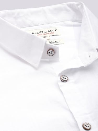 Image of Majestic Man Men Slim Fit Pure Cotton Solid Half Sleeve Casual Shirt