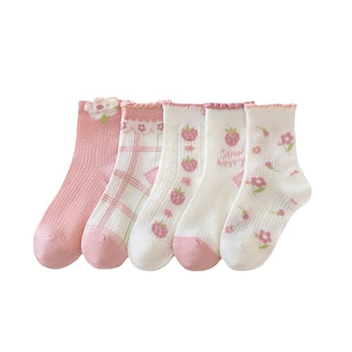 2-12 Years Toddler Girl Ruffle Socks Soft Breathable Stretch Seamless Mesh Thin Socks Summer 5 Pairs